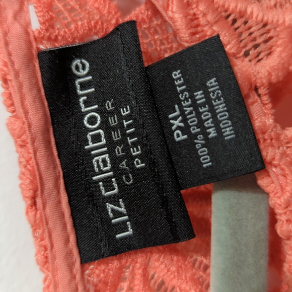Liz Claiborne Salmon Color Lace Top Size PXL (petite extra large) - Picture 8 of 13